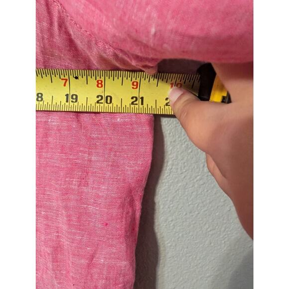 Isaac Mizrahi 100% Linen Long Sleeve Tunic Top Womens L Pink Barbiecore Collared - Picture 6 of 6